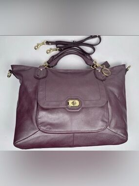Coach Campbell Turnlock Leather Large Satchel Bag in Pearlized Plum/Brass NWOT